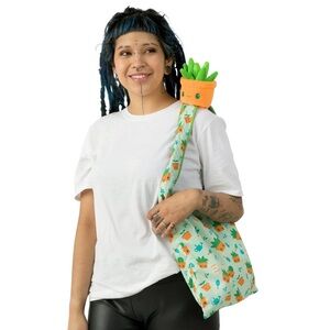 Plushie Tote Bag - TeeTurtle Garden Succulent Tote Bag with friend
